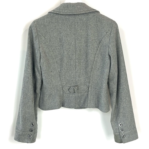 Cynthia by Cynthia Steffe Grey Wool Zigzag-Trim Blazer - Picture 2 of 14